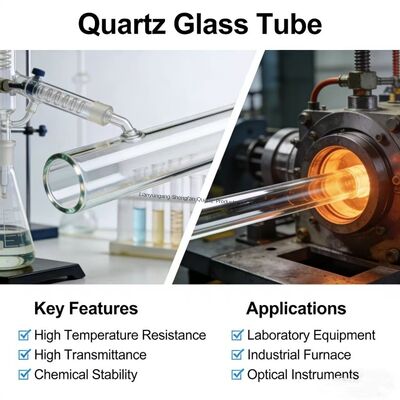 गुणवत्ता  Factory Made High Temperature Resistant Quartz Glass Tube with 99.99% SiO2 Purity and 1100℃ Working Temperature कारखाना