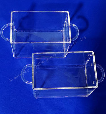 कारखाने अनुकूलित फ्यूज्ड सिलिका क्वार्ट्ज ग्लास कंटेनर हैंडल के साथ