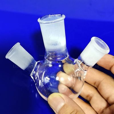 थ्री नेक फ्लास्क क्लियर क्वार्ट्ज प्लेट हस्तनिर्मित