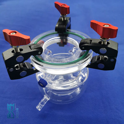 विज्ञान प्रयोगशाला कांच के बने पदार्थ के लिए अनुकूलित संक्षारण प्रतिरोधी अत्यधिक पारदर्शी डबल लेयर क्वार्ट्ज रिएक्टर