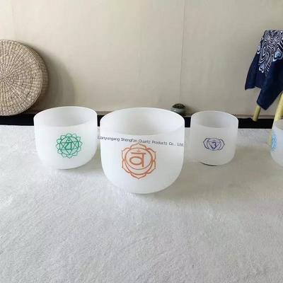 6-12 Inch Frosted Rainbow Design 7 Chakra Singing Bowl Quartz Crucible En Cristal Bol Chantant