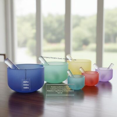7 चक्र संतुलन क्वार्ट्ज गायन कटोरा 12 संगीत नोटों और ध्यान के लिए उच्च तापमान प्रतिरोध के साथ
