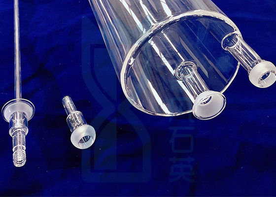 बड़े क्वार्ट्ज flanges और क्वार्ट्ज जोड़ों के साथ फर्नेस क्वार्ट्ज ट्यूबिंग